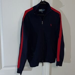 Navy Blue Red Tennis Warm Up Polo Ralph Lauren w/Pony Sweatshirt Track Jacket